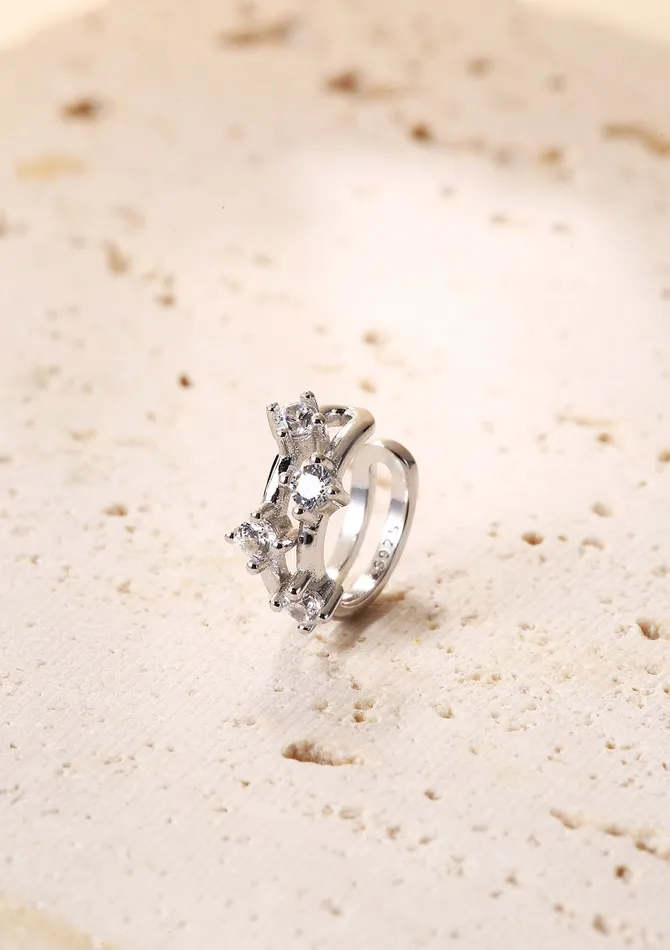 Earrings Jeweled Band Ear Cuff Sterling Silver Hey Happiness Earrings Jeweled Band Ear Cuff Sterling Silver Hey Happiness