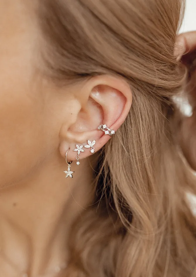Earrings Jeweled Band Ear Cuff Sterling Silver Hey Happiness Earrings Jeweled Band Ear Cuff Sterling Silver Hey Happiness