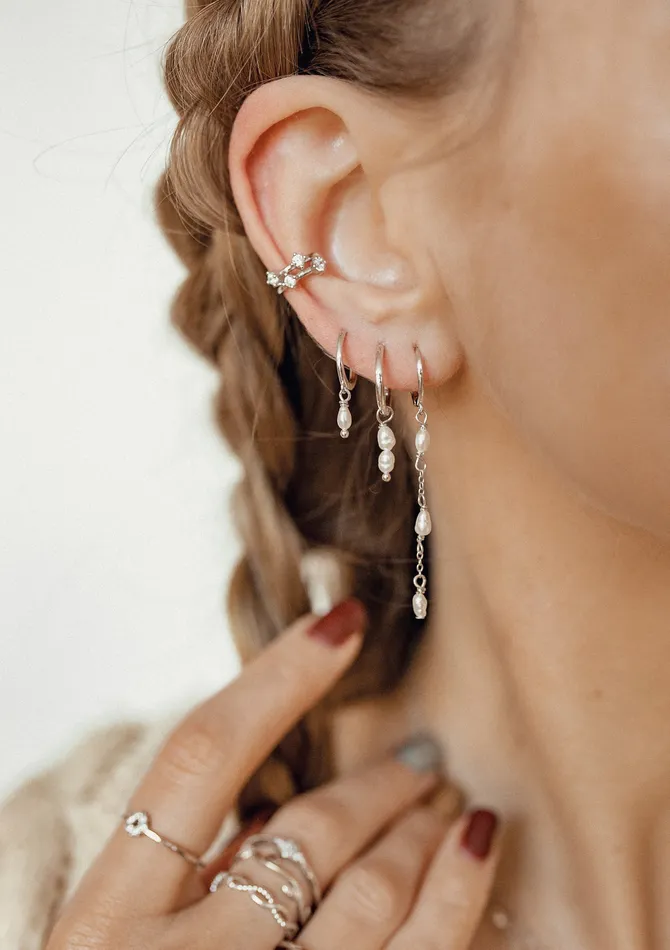 Earrings Jeweled Band Ear Cuff Sterling Silver Hey Happiness Earrings Jeweled Band Ear Cuff Sterling Silver Hey Happiness
