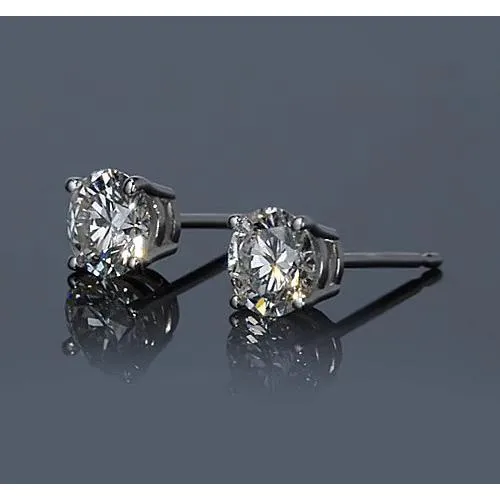 Earrings Natural Earth Mined Diamond Stud Earring 150 Carats Prong Round White Gold 14K GB Earrings Natural Earth Mined Diamond Stud Earring 150 Carats Prong Round White Gold 14K GB