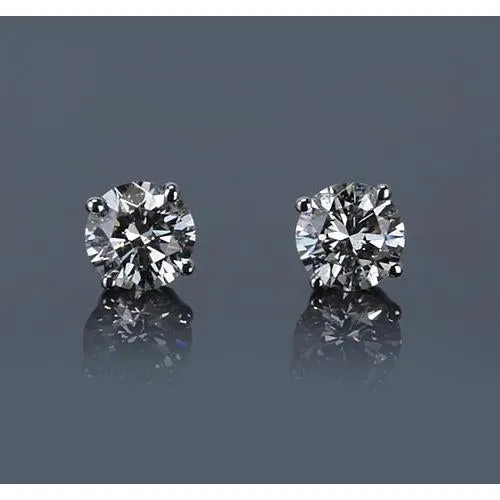 Earrings Natural Earth Mined Diamond Stud Earring 150 Carats Prong Round White Gold 14K GB Earrings Natural Earth Mined Diamond Stud Earring 150 Carats Prong Round White Gold 14K GB
