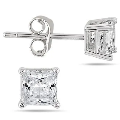 Earrings Princess Cut 540 Carats Natural Earth Mined Diamond Ladies Studs Earrings Gold White GB Earrings Princess Cut 540 Carats Natural Earth Mined Diamond Ladies Studs Earrings Gold White GB