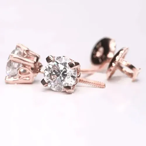Earrings Rose Gold Natural Earth Mined Diamond Studs Earring 160 Carats GB Earrings Rose Gold Natural Earth Mined Diamond Studs Earring 160 Carats GB