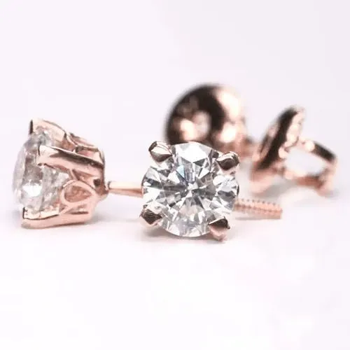 Earrings Rose Gold Natural Earth Mined Diamond Studs Earring 160 Carats GB Earrings Rose Gold Natural Earth Mined Diamond Studs Earring 160 Carats GB