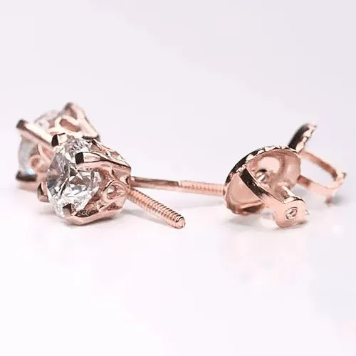 Earrings Rose Gold Natural Earth Mined Diamond Studs Earring 160 Carats GB Earrings Rose Gold Natural Earth Mined Diamond Studs Earring 160 Carats GB
