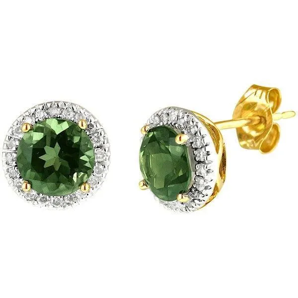Earrings Round Cut 992 Carats Tourmaline And Natural Earth Mined Diamonds Studs Earrings GB Earrings Round Cut 992 Carats Tourmaline And Natural Earth Mined Diamonds Studs Earrings GB
