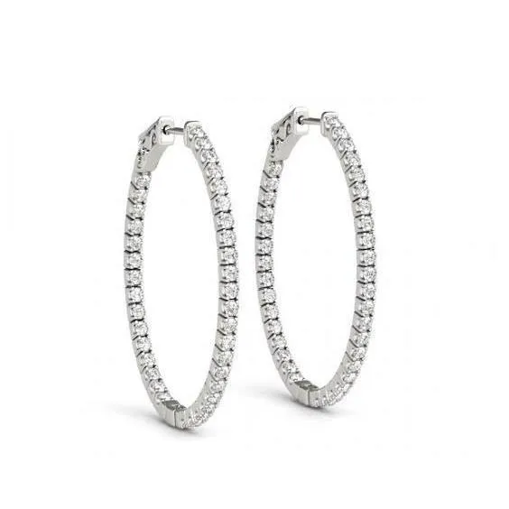 Earrings Round Natural Earth Mined Diamond 160 Carat White Gold Hoop Earrings Lady Earring New GB Earrings Round Natural Earth Mined Diamond 160 Carat White Gold Hoop Earrings Lady Earring New GB