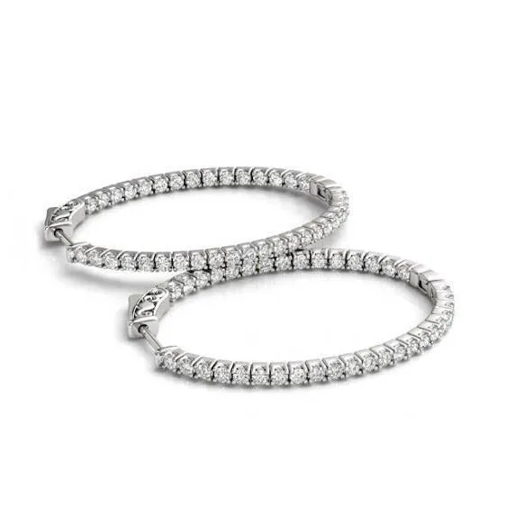 Earrings Round Natural Earth Mined Diamond 160 Carat White Gold Hoop Earrings Lady Earring New GB