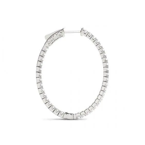 Earrings Round Natural Earth Mined Diamond 160 Carat White Gold Hoop Earrings Lady Earring New GB