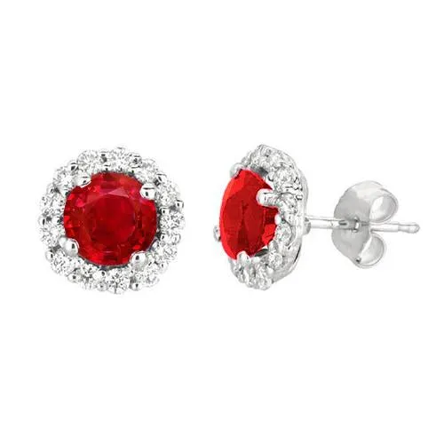 Earrings Ruby And Natural Earth Mined Diamonds 330 Carat Stud Earrings White Gold 14K Push Back GB Earrings Ruby And Natural Earth Mined Diamonds 330 Carat Stud Earrings White Gold 14K Push Back GB
