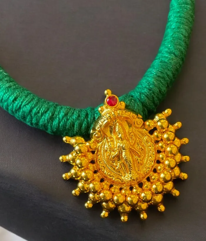 Earrings Silversmith The Nagara Lakshmi Silver Thread Necklace Earrings Green
