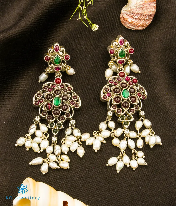 Earrings Silversmith The Sagara Silver Pearl Earrings Oxidised