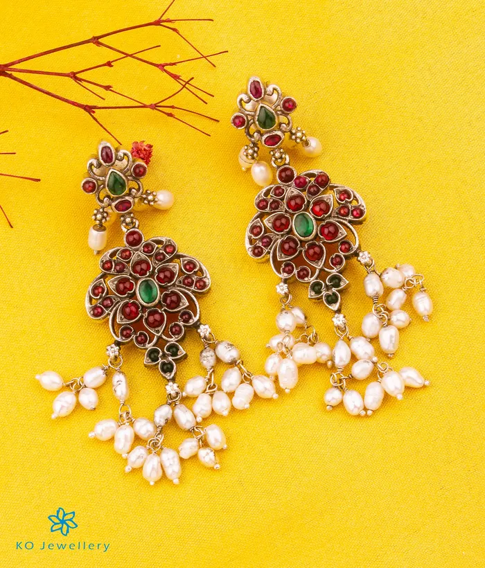 Earrings Silversmith The Sagara Silver Pearl Earrings Oxidised