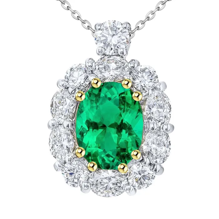 Fashionable Oval Green Emerald Pendant Halo Jewelry HarryChadEntcom Necklaces Fashionable Oval Green Emerald Pendant Halo Jewelry HarryChadEntcom Necklaces