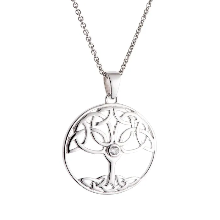 Galway Necklaces Galway Crystal Tree Of Life Sterling Silver Pendant 321 Gms Rhodium Plated Galway Necklaces Galway Crystal Tree Of Life Sterling Silver Pendant 321 Gms Rhodium Plated