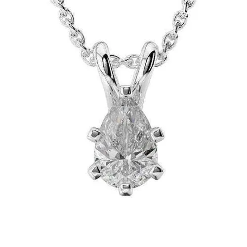 GB 2 Carats Pear Cut Natural Earth Mined Diamond Solitaire Pendant White Gold 14K Jewelry Necklaces GB 2 Carats Pear Cut Natural Earth Mined Diamond Solitaire Pendant White Gold 14K Jewelry Necklaces