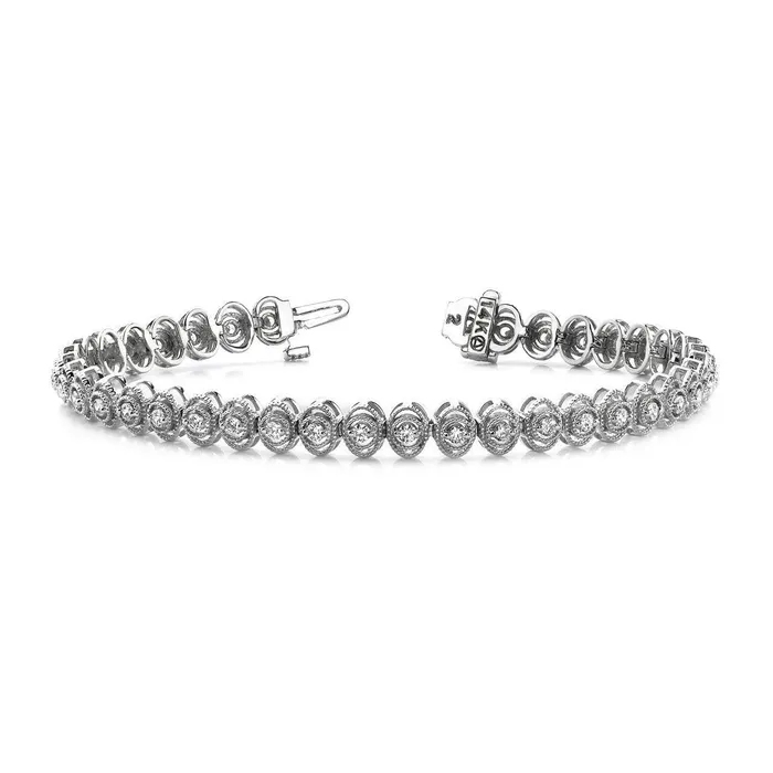 GB 380 Carats Vintage Oval Style Link Natural Earth Mined Diamond Bracelet 14K White Gold Bracelets GB 380 Carats Vintage Oval Style Link Natural Earth Mined Diamond Bracelet 14K White Gold Bracelets