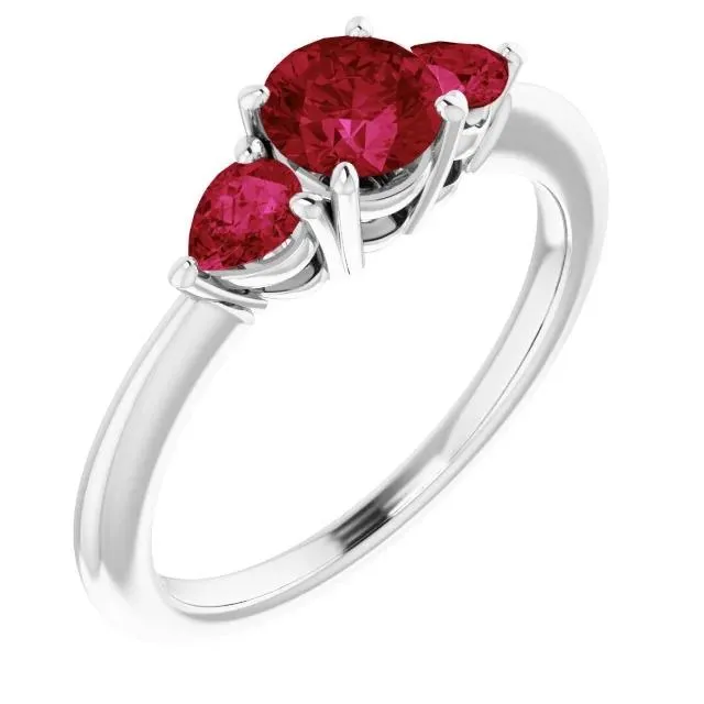 GB 3 Stone Ruby Ring 150 Carats Prong Setting Ladies Jewelry Rings