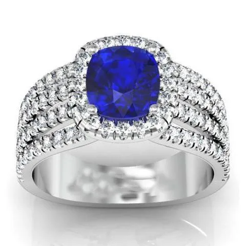 GB 580 Ct Prong Ceylon Blue Sapphire Natural Earth Mined Diamonds Fancy Ring White Gold 14K Rings GB 580 Ct Prong Ceylon Blue Sapphire Natural Earth Mined Diamonds Fancy Ring White Gold 14K Rings