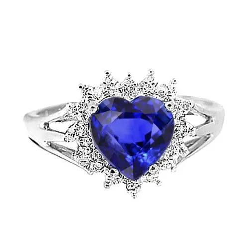GB 761 Ct Heart Sri Lanka Blue Sapphire And Natural Earth Mined Diamonds Ring Rings GB 761 Ct Heart Sri Lanka Blue Sapphire And Natural Earth Mined Diamonds Ring Rings