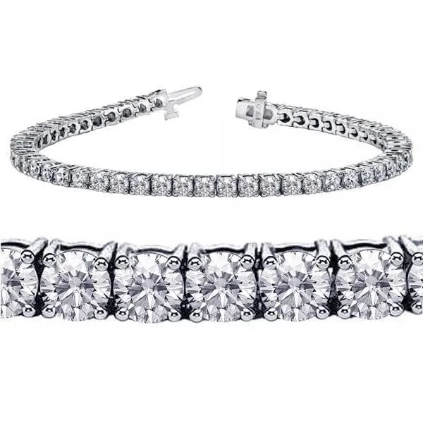 GB Bracelets New Round Cut Natural Earth Mined Diamond Tennis Bracelet 5 Carat White Gold 14K