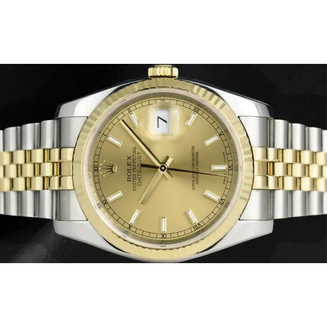 GB Bracelets Rolex Stick Dial Datejust Men Watch Ss Gold Jubilee Bracelet QUICK SET