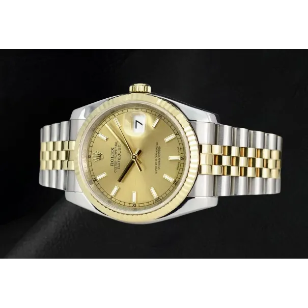 GB Bracelets Rolex Stick Dial Datejust Men Watch Ss Gold Jubilee Bracelet QUICK SET