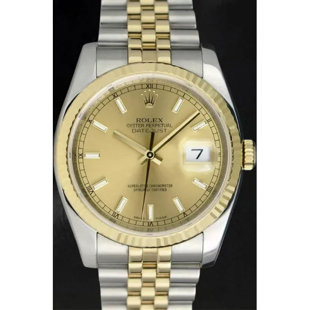 GB Bracelets Rolex Stick Dial Datejust Men Watch Ss Gold Jubilee Bracelet QUICK SET