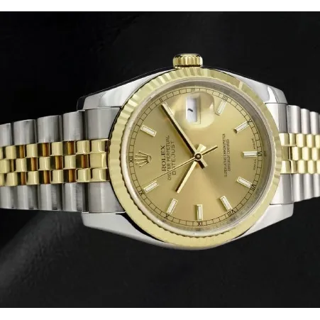 GB Bracelets Rolex Stick Dial Datejust Men Watch Ss Gold Jubilee Bracelet QUICK SET