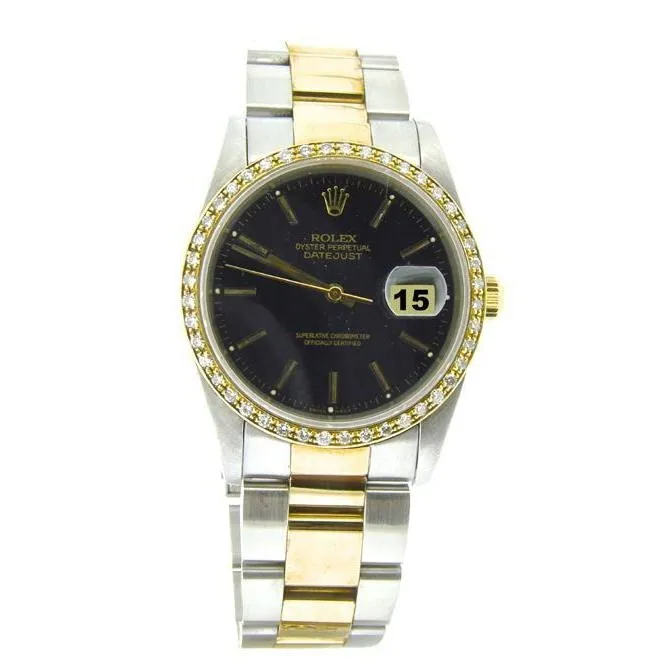 GB Bracelets Ss Gold Bracelet Black Dial Diamond Bezel Watch Rolex Date Just GB Bracelets Ss Gold Bracelet Black Dial Diamond Bezel Watch Rolex Date Just