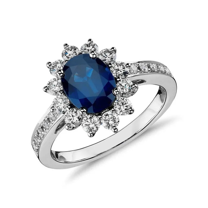 GB Ceylon Sapphire And Natural Earth Mined Diamonds 4 Carats Anniversary Ring Prong Set Rings GB Ceylon Sapphire And Natural Earth Mined Diamonds 4 Carats Anniversary Ring Prong Set Rings