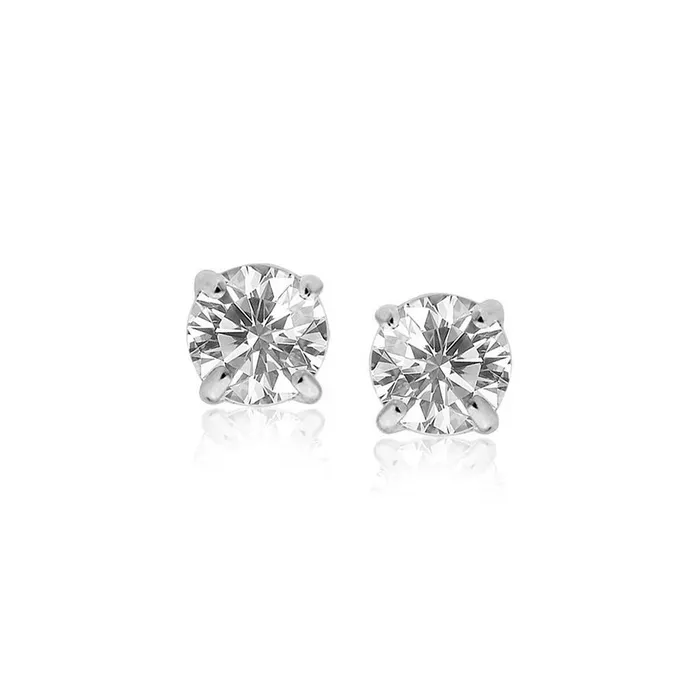 GB Earrings 13 Ct Prong Set Solitaire Round Natural Earth Mined Diamond Stud Earring 14K White Gold GB Earrings 13 Ct Prong Set Solitaire Round Natural Earth Mined Diamond Stud Earring 14K White Gold