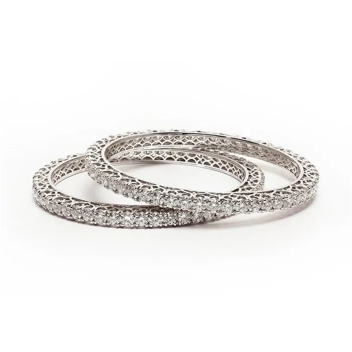 GB Earrings 20 Ct Round Natural Earth Mined Diamond Bangle 14K White Gold GB Earrings 20 Ct Round Natural Earth Mined Diamond Bangle 14K White Gold