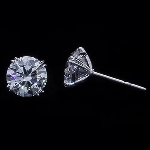 GB Earrings 3 Ct Solitaire Round Cut Natural Earth Mined Diamond Studs Earring White Gold Women