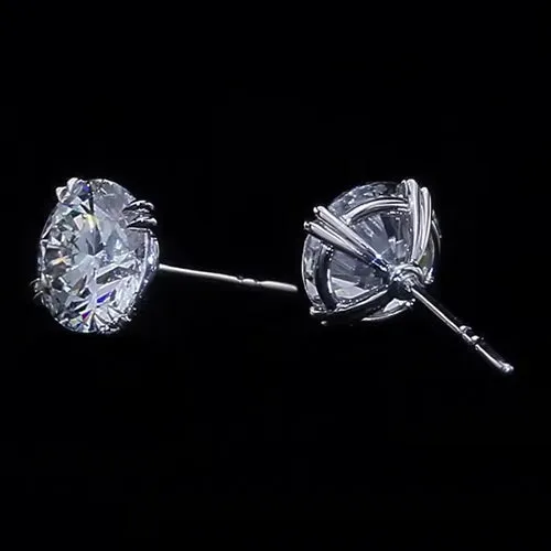 GB Earrings 3 Ct Solitaire Round Cut Natural Earth Mined Diamond Studs Earring White Gold Women