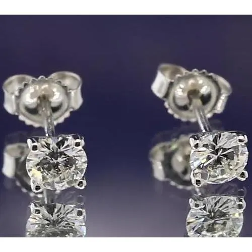GB Earrings Four Prong Martini Style Round Natural Earth Mined Diamond Stud Earring 120 Carats GB Earrings Four Prong Martini Style Round Natural Earth Mined Diamond Stud Earring 120 Carats