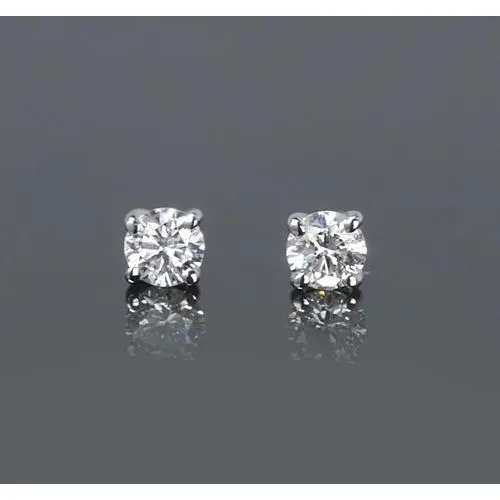 GB Earrings Four Prong Round Natural Earth Mined Diamond 1 Carat Stud Earrings White Gold 14K GB Earrings Four Prong Round Natural Earth Mined Diamond 1 Carat Stud Earrings White Gold 14K