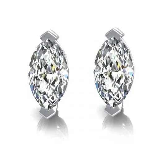 GB Earrings Natural Earth Mined Diamond Studs Earring 1 Carat Marquise Cut White Gold 14K GB Earrings Natural Earth Mined Diamond Studs Earring 1 Carat Marquise Cut White Gold 14K