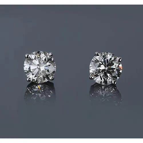 GB Earrings White Gold 14K 2 Carats Four Prong Round Natural Earth Mined Diamond Studs Earring GB Earrings White Gold 14K 2 Carats Four Prong Round Natural Earth Mined Diamond Studs Earring