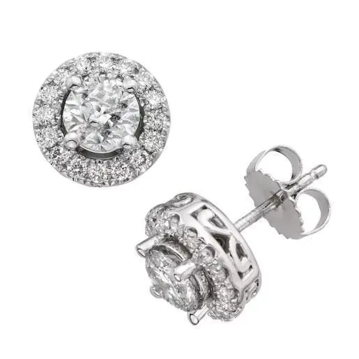 GB Earrings White Gold 14K Sparkling 280 Carats Natural Earth Mined Diamonds Halo Lady Studs Earrings GB Earrings White Gold 14K Sparkling 280 Carats Natural Earth Mined Diamonds Halo Lady Studs Earrings
