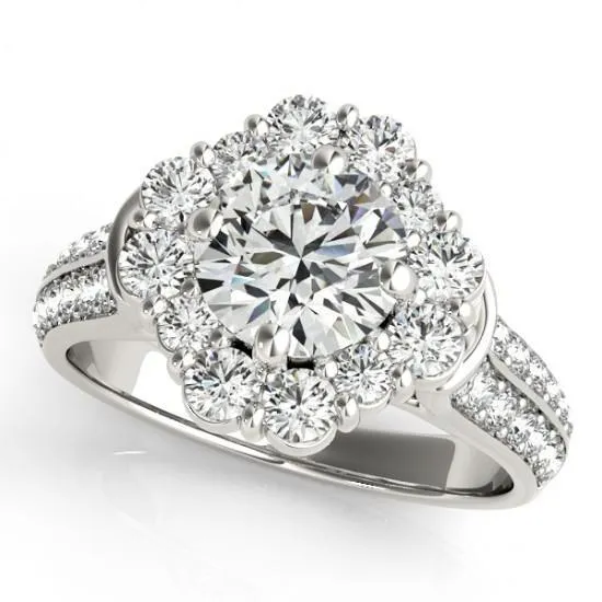 GB Natural Earth Mined Diamond Flower Style Halo Engagement Ring 3 Carats Ladies Jewelry New Rings GB Natural Earth Mined Diamond Flower Style Halo Engagement Ring 3 Carats Ladies Jewelry New Rings