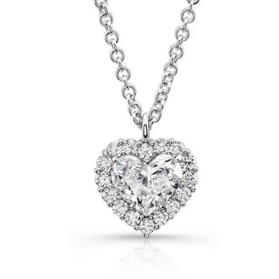 GB Necklaces 225 Carats Heart And Round Cut Natural Earth Mined Diamonds Pendant Necklace White Gold GB Necklaces 225 Carats Heart And Round Cut Natural Earth Mined Diamonds Pendant Necklace White Gold
