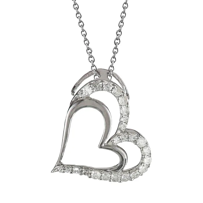 GB Necklaces 2 Carats Round Real Natural Earth Mined Diamond Double Heart Pendant Solid Gold Lady Jewelry GB Necklaces 2 Carats Round Real Natural Earth Mined Diamond Double Heart Pendant Solid Gold Lady Jewelry