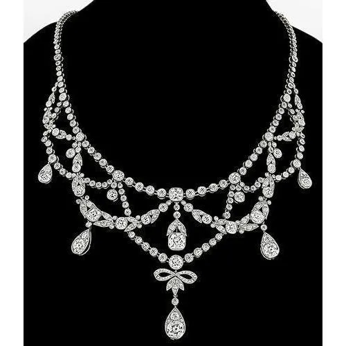 GB Necklaces Lady Necklace With Chain White Gold 3400 Ct Round Small Real Natural Earth Mined Diamonds GB Necklaces Lady Necklace With Chain White Gold 3400 Ct Round Small Real Natural Earth Mined Diamonds