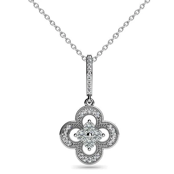 GB Necklaces Round Natural Earth Mined Diamond Necklace Pendant With Chain 150 Carats White Gold 14K