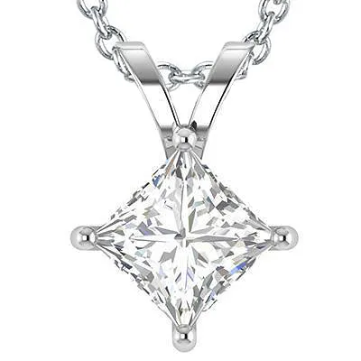 GB Necklaces Solitaire Big Princess Cut 325 Ct Natural Earth Mined Diamond Pendant Necklace White Gold GB Necklaces Solitaire Big Princess Cut 325 Ct Natural Earth Mined Diamond Pendant Necklace White Gold