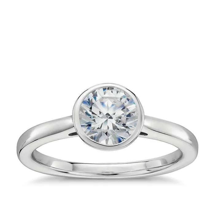 GB Rings 120 Ct Round Bezel Set Natural Earth Mined Diamond Wedding Solitaire Ring White Gold 14K