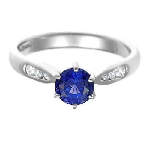 GB Rings 180 Carats Blue Ceylon Sapphire With Natural Earth Mined Diamonds Ring White Gold 14K GB Rings 180 Carats Blue Ceylon Sapphire With Natural Earth Mined Diamonds Ring White Gold 14K