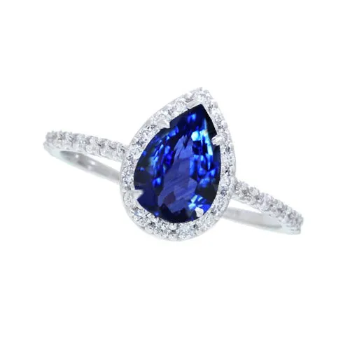 GB Rings 230 Carats Pear Cut Sri Lanka Blue Sapphire Round Natural Earth Mined Diamond Ring GB Rings 230 Carats Pear Cut Sri Lanka Blue Sapphire Round Natural Earth Mined Diamond Ring