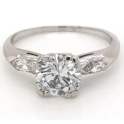 GB Rings 230 Carats Round Marquise Natural Earth Mined Diamond 3 Stone Ring White Gold 14K